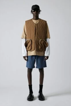 Insulated Gilet Buster -FCS Sales Store HS 22AP 1028 INSULATED GILET BUSTER ASH BROWN FRONT